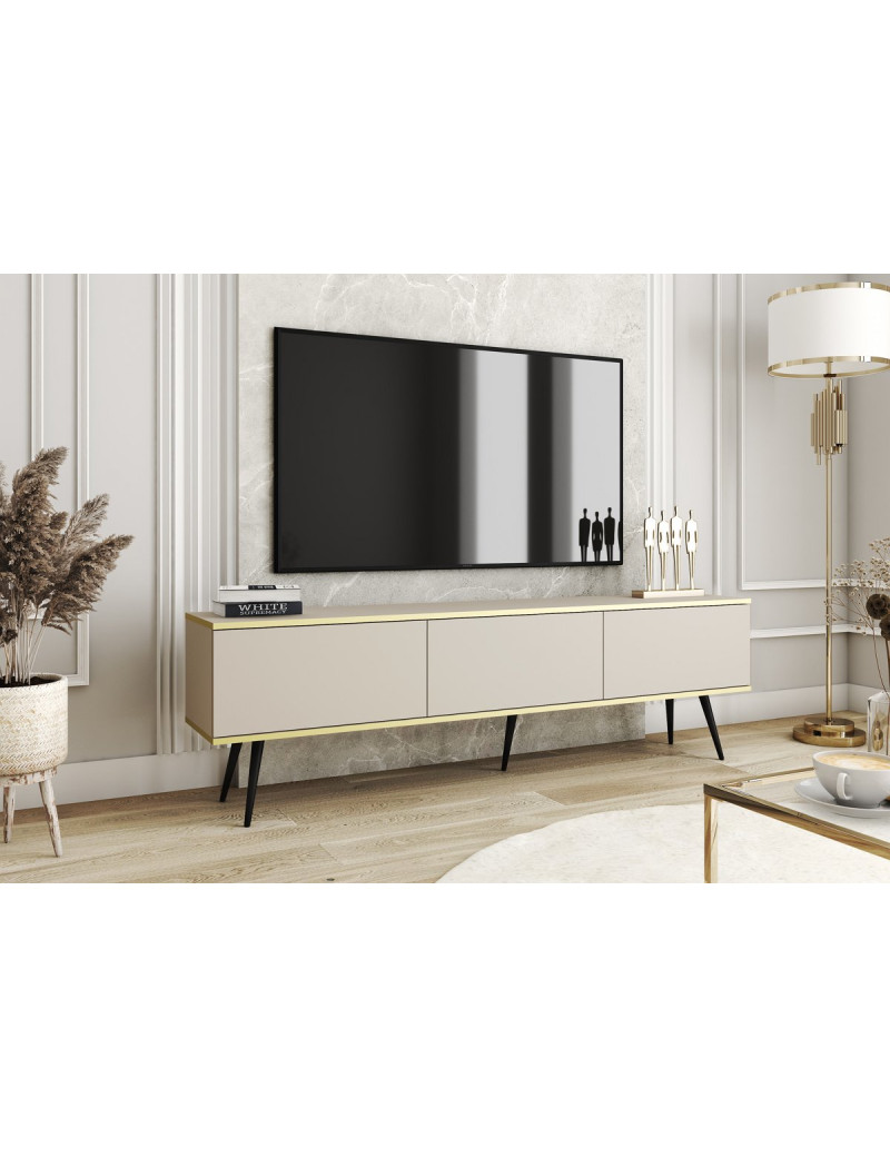 Тумба під телевізор Perfect Home Оро / Oro 3-дверна з чорними ніжками RTV175 Бежевий (PFH-091337)