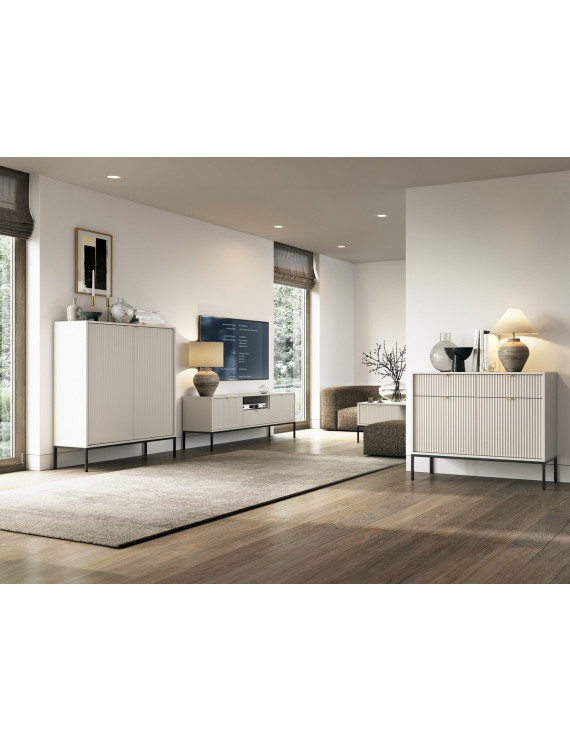 Стіл журнальний Perfect Home Нова / Nova з 2 шухлядами та чорними ніжками L104 Кашемір (PFH-091253)