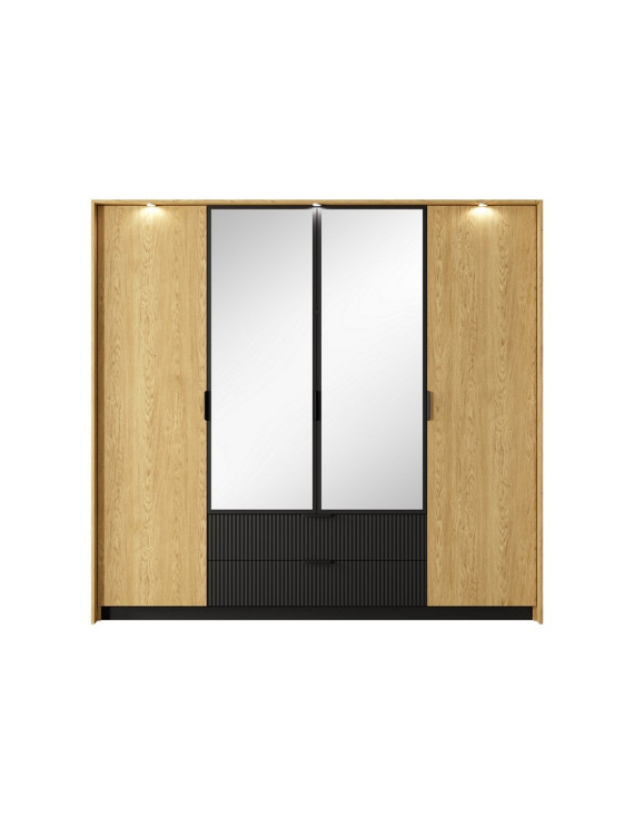 Шафа для одягу Perfect Home Балтик / Baltic 4D2S/220 4-дверна з дзеркалом Дуб балтик/чорний (PFH-091376)