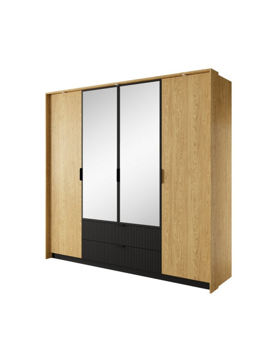 Шафа для одягу Perfect Home Балтик / Baltic 4D2S/220 4-дверна з дзеркалом Дуб балтик/чорний (PFH-091376)