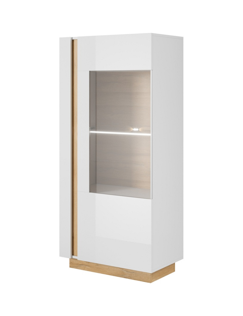 Вітрина низька Perfect Home Арко / Arco 1-дверна 1D1W/72 Білий глянець/дуб грандсон (PFH-091030)