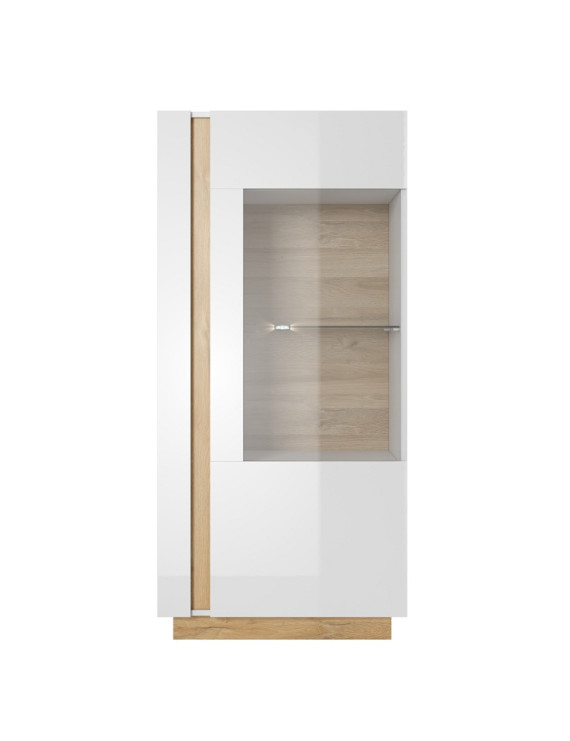 Вітрина низька Perfect Home Арко / Arco 1-дверна 1D1W/72 Білий глянець/дуб грандсон (PFH-091030)