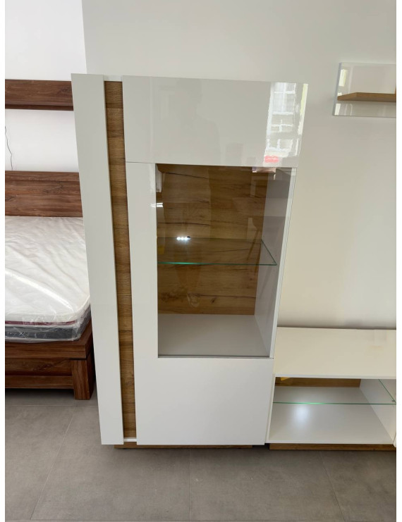 Вітрина низька Perfect Home Арко / Arco 1-дверна 1D1W/72 Білий глянець/дуб грандсон (PFH-091030)