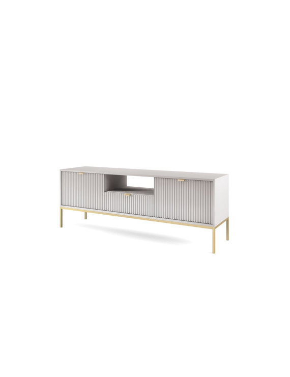 Тумба під телевізор Perfect Home Нова / Nova 2-дверна з 1 шухлядою і золотими ніжками RTV154 Сірий (PFH-091226)