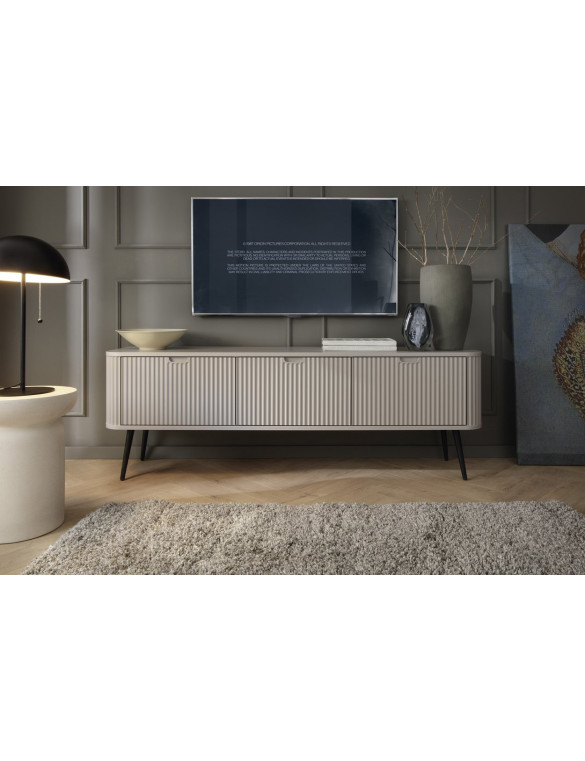 Тумба під телевізор Perfect Home Зова / Zova 3-дверна з чорними ніжками RTV168 Кашемір (PFH-091274)