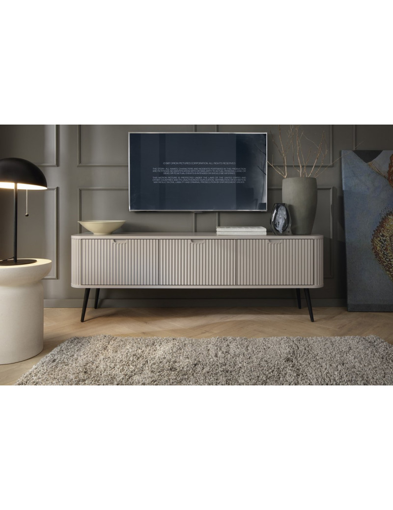 Тумба під телевізор Perfect Home Зова / Zova 3-дверна з чорними ніжками RTV168 Кашемір (PFH-091274)