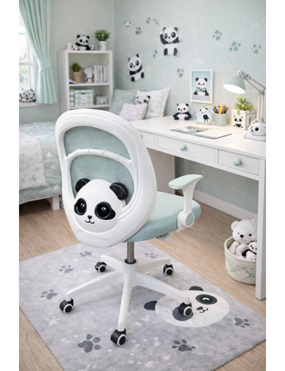 Крісло обертове дитяче з підставкою для ніг PERFECT KIDS PANDA GREEN Perfect Home Зелений (PFH-092112)