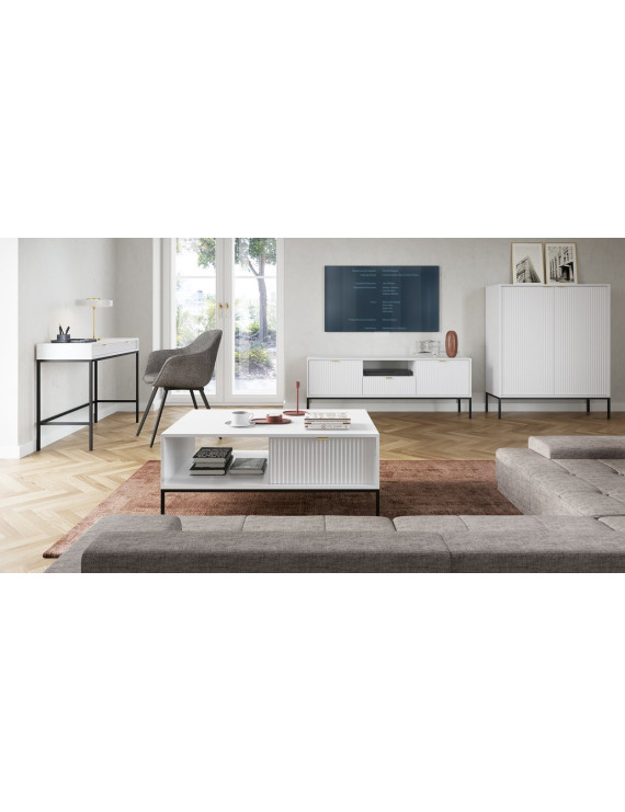 Тумба під телевізор Perfect Home Нова / Nova 2-дверна з 1 шухлядою і чорними ніжками RTV154 Білий (PFH-091225)