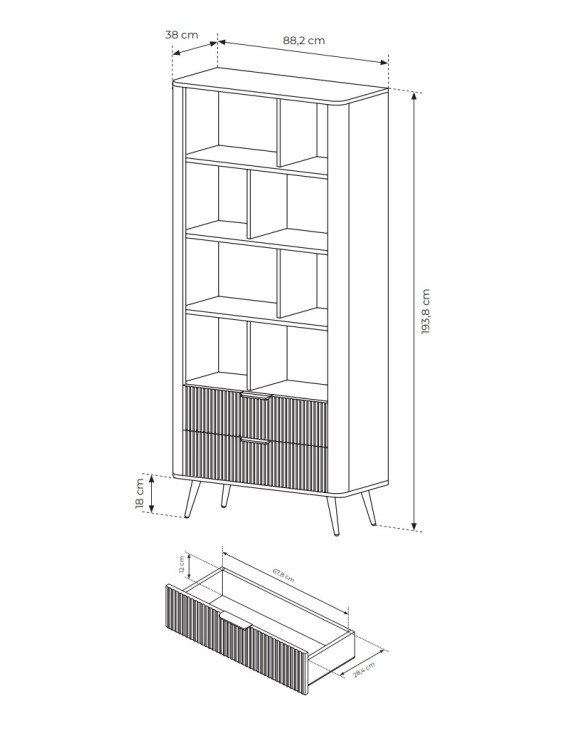 Стелаж Perfect Home Ланте / Lante 2S з 2 шухлядами і золотими ніжками Беж (PFH-091103)