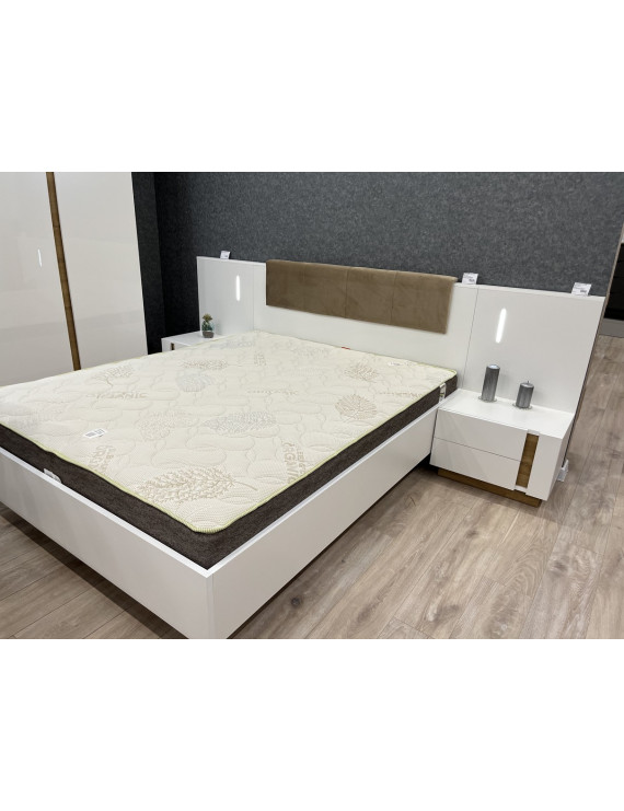 Тумби приліжкові 2 шт. з підсвіткою Perfect Home Арко / Arco з 4 шухлядами 2S/60 Білий глянець/дуб грандсон (PFH-091049)