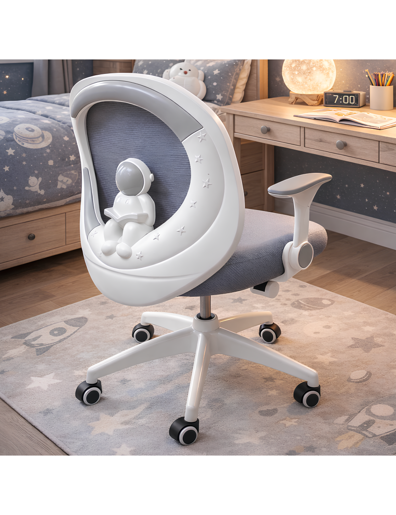 Крісло обертове дитяче з підставкою для ніг PERFECT KIDS ASTRONAUT GRAY Perfect Home Сірий (PFH-092113)