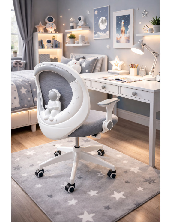 Крісло обертове дитяче з підставкою для ніг PERFECT KIDS ASTRONAUT GRAY Perfect Home Сірий (PFH-092113)
