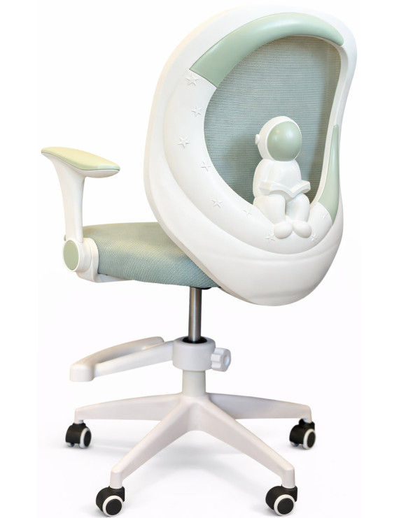 Крісло обертове дитяче з підставкою для ніг PERFECT KIDS ASTRONAUT GREEN Perfect Home Зелений (PFH-092114)