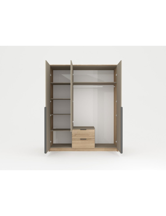 Шафа для одягу Perfect Home Летто / Letto 3D2S/165 3-дверна Дуб терра темний/сірий кам'яний (PFH-092040)