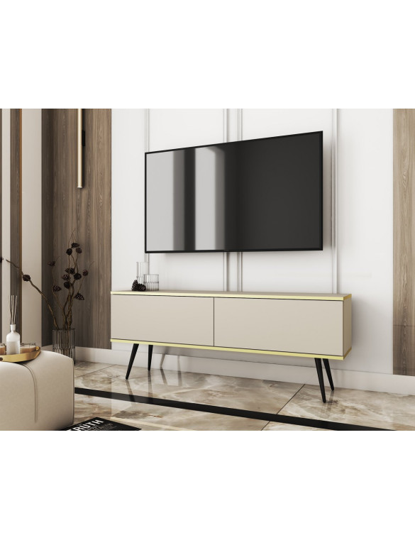 Тумба під телевізор Perfect Home Оро / Oro 2-дверна з чорними ніжками RTV135 Бежевий (PFH-091326)