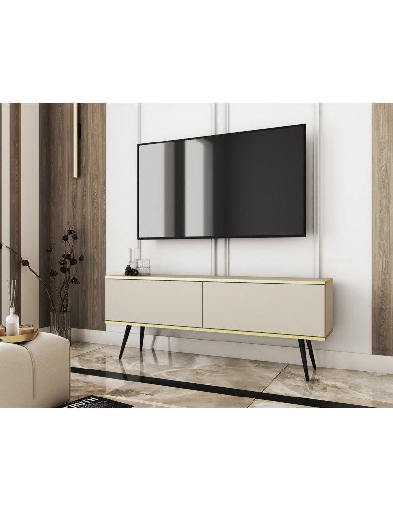 Тумба під телевізор Perfect Home Оро / Oro 2-дверна з чорними ніжками RTV135 Бежевий (PFH-091326)