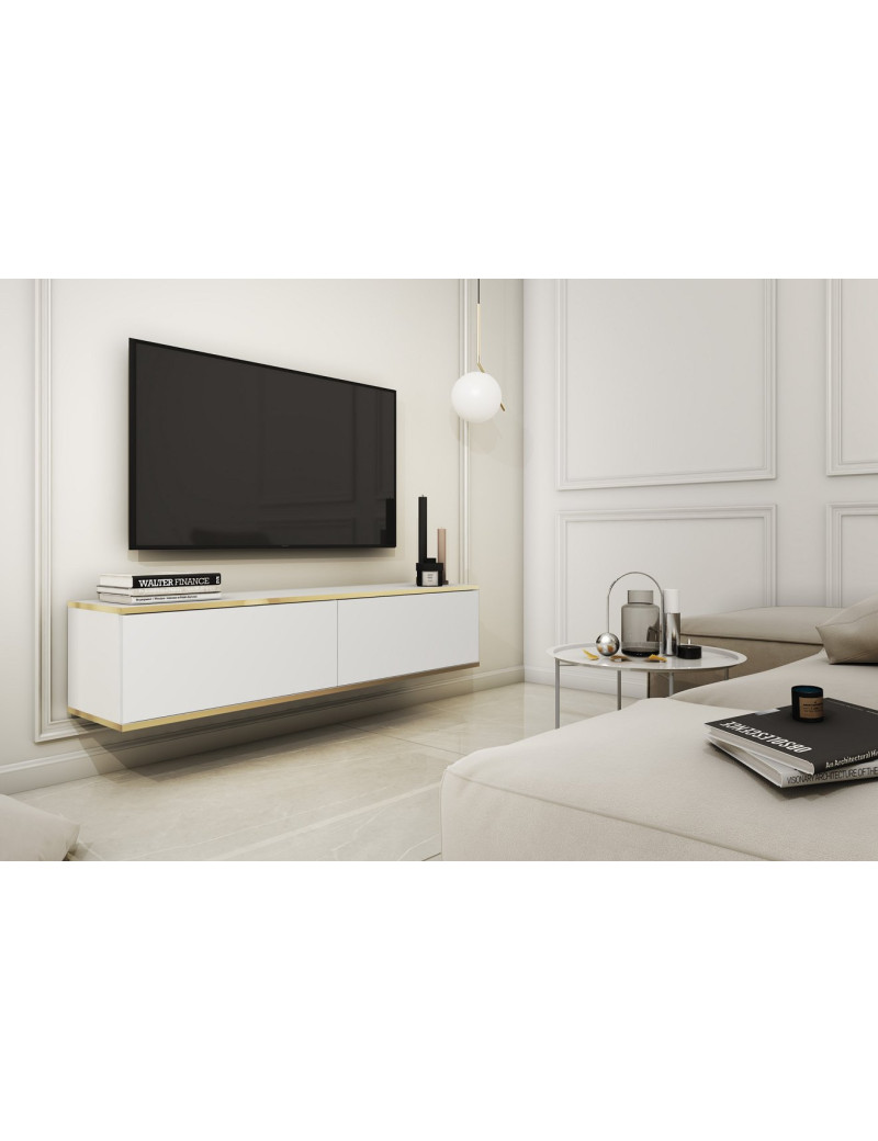 Тумба під телевізор навісна Perfect Home Оро / Oro 2-дверна RTV135 Білий (PFH-091349)