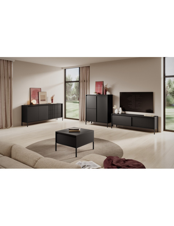 Комод високий Perfect Home Сенсо / Senso 3-дверний 3D Чорний (PFH-091134)
