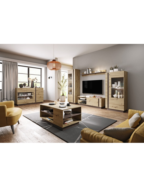 Вітрина низька Perfect Home Арко / Arco 1-дверна 1D1W/72 Дуб артизан/графіт (PFH-091060)