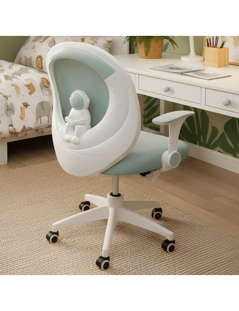 Крісло обертове дитяче з підставкою для ніг PERFECT KIDS ASTRONAUT GREEN Perfect Home Зелений (PFH-092114)