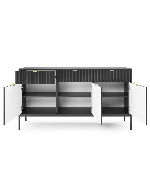 Комод Perfect Home Нова / Nova 3-дверний з 3 шухлядами і чорними ніжками KSZ154 Чорний (PFH-091246)