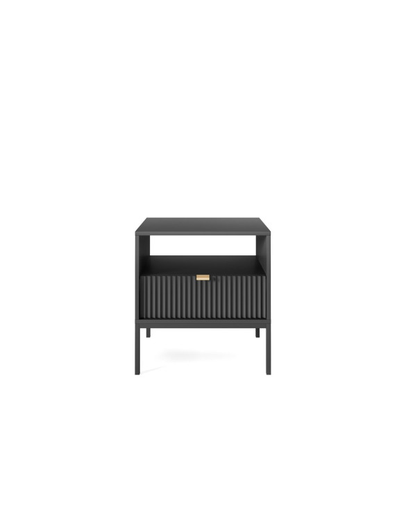 Тумба приліжкова Perfect Home Нова / Nova з 1 шухлядою і чорними ніжками S54 Чорний (PFH-091251)