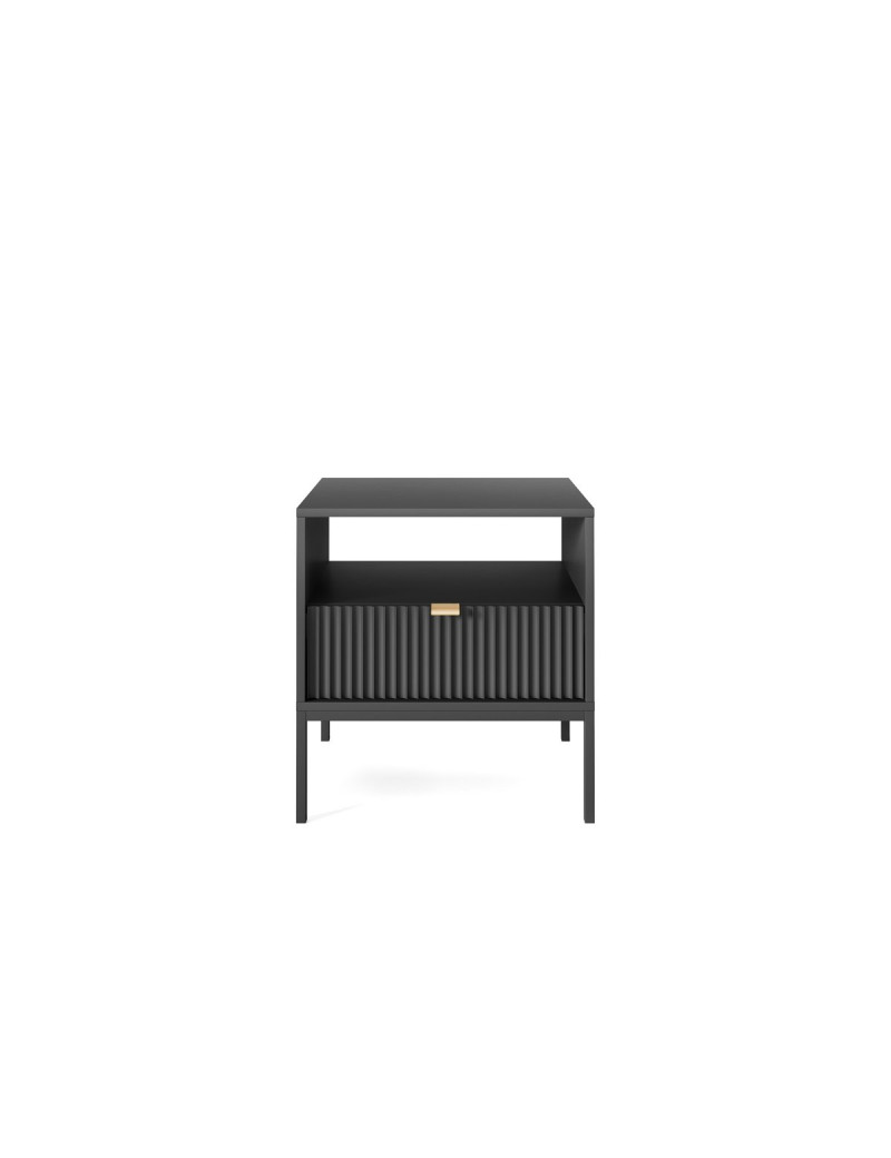 Тумба приліжкова Perfect Home Нова / Nova з 1 шухлядою і чорними ніжками S54 Чорний (PFH-091251)