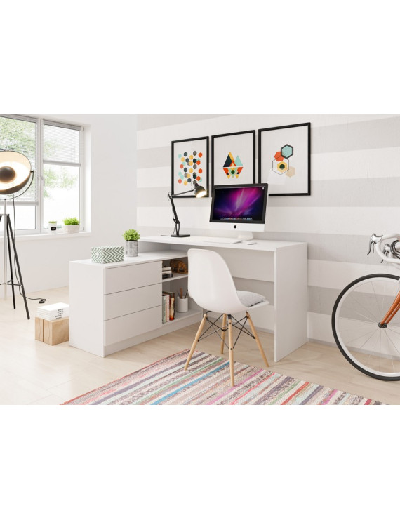 Стіл офісний письмовий Perfect Home Тео / Teo 3S/138 з 3 шухлядами Білий (PFH-091165)