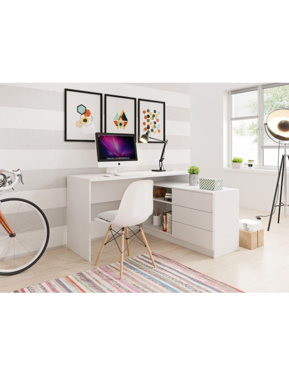 Стіл офісний письмовий Perfect Home Тео / Teo 3S/138 з 3 шухлядами Білий (PFH-091165)