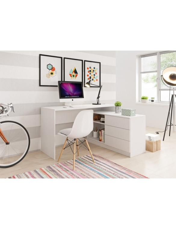 Стіл офісний письмовий Perfect Home Тео / Teo 3S/138 з 3 шухлядами Білий (PFH-091165)
