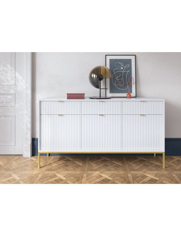 Комод Perfect Home Нова / Nova 3-дверний з 3 шухлядами і золотими ніжками KSZ154 Білий (PFH-091241)