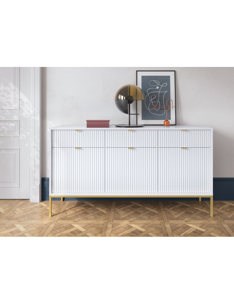 Комод Perfect Home Нова / Nova 3-дверний з 3 шухлядами і золотими ніжками KSZ154 Білий (PFH-091241)
