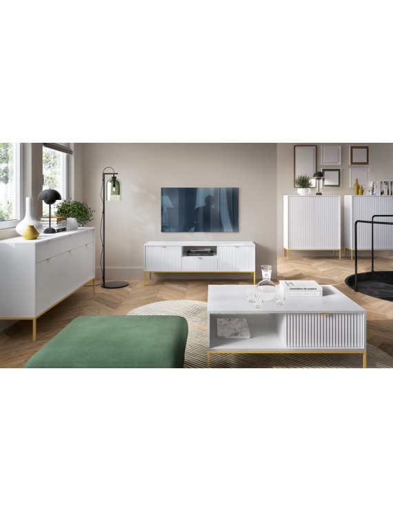 Комод Perfect Home Нова / Nova 3-дверний з 3 шухлядами і золотими ніжками KSZ154 Білий (PFH-091241)
