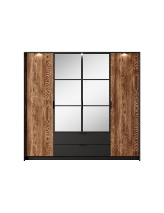 Шафа для одягу Perfect Home Мілтон / Milton 4-дверна з дзеркалом 4D2S/220 Каштан/антрацит (PFH-091085)