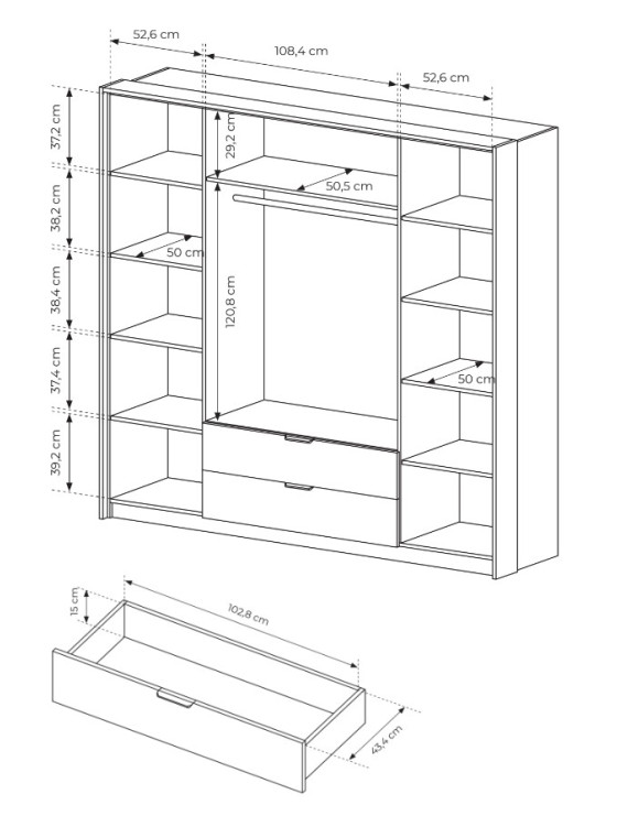Шафа для одягу Perfect Home Мілтон / Milton 4-дверна з дзеркалом 4D2S/220 Каштан/антрацит (PFH-091085)