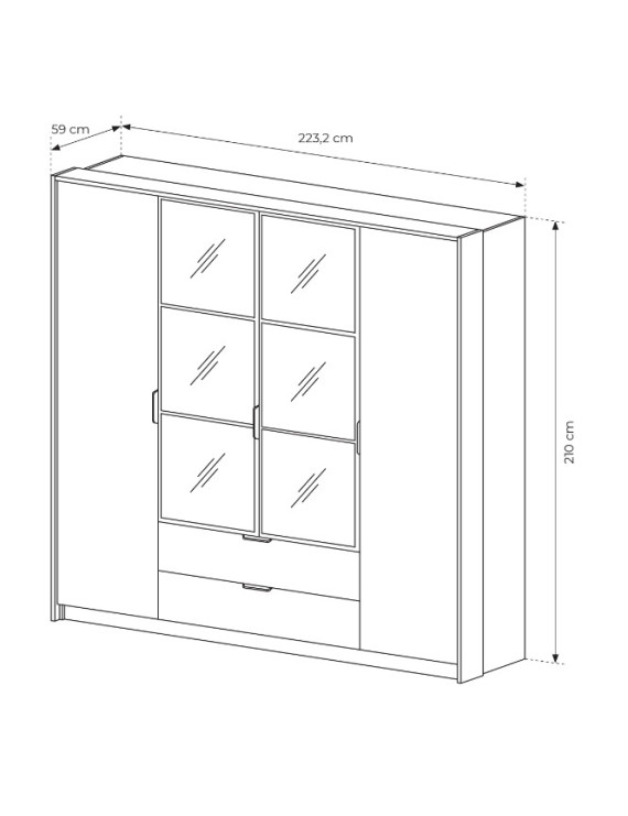 Шафа для одягу Perfect Home Мілтон / Milton 4-дверна з дзеркалом 4D2S/220 Каштан/антрацит (PFH-091085)