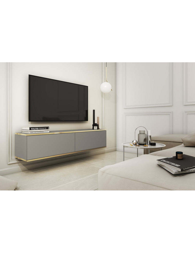 Тумба під телевізор навісна Perfect Home Оро / Oro 2-дверна RTV135 Сірий (PFH-091350)