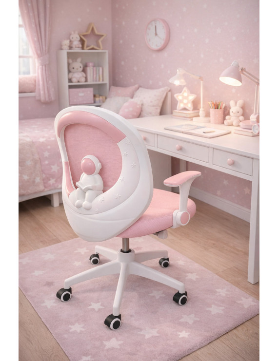 Крісло обертове дитяче з підставкою для ніг PERFECT KIDS ASTRONAUT PINK Perfect Home Рожевий (PFH-092115)
