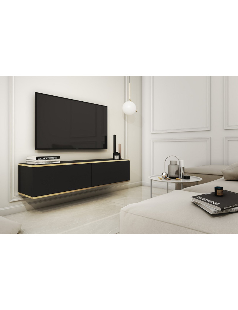 Тумба під телевізор навісна Perfect Home Оро / Oro 2-дверна RTV135 Чорний (PFH-091352)