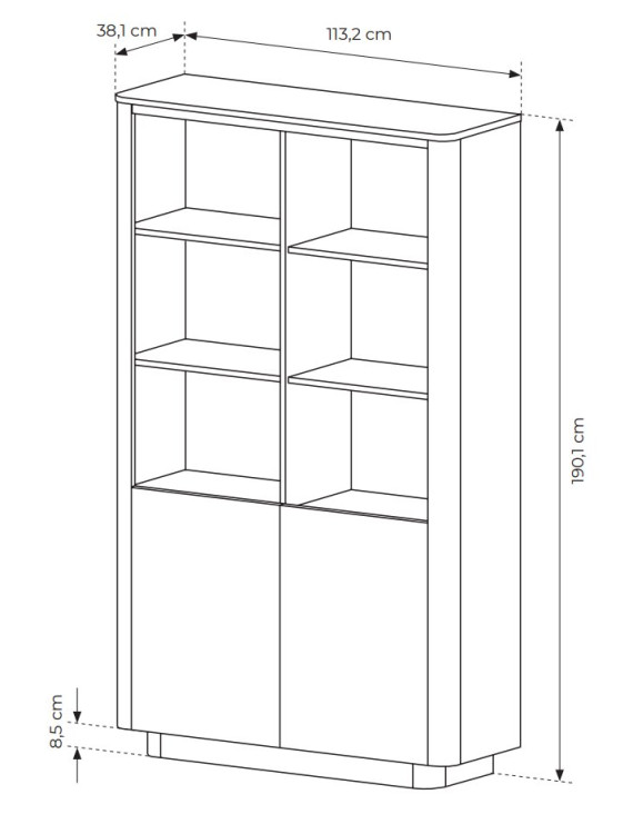 Стелаж Perfect Home Торро / Torro 2D/113 2-дверний Дуб кремона/чорний (PFH-091413)