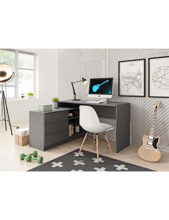 Стіл офісний письмовий Perfect Home Тео / Teo 3S/138 з 3 шухлядами Графіт (PFH-091166)