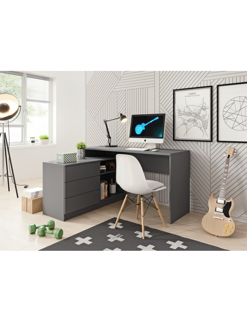 Стіл офісний письмовий Perfect Home Тео / Teo 3S/138 з 3 шухлядами Графіт (PFH-091166)
