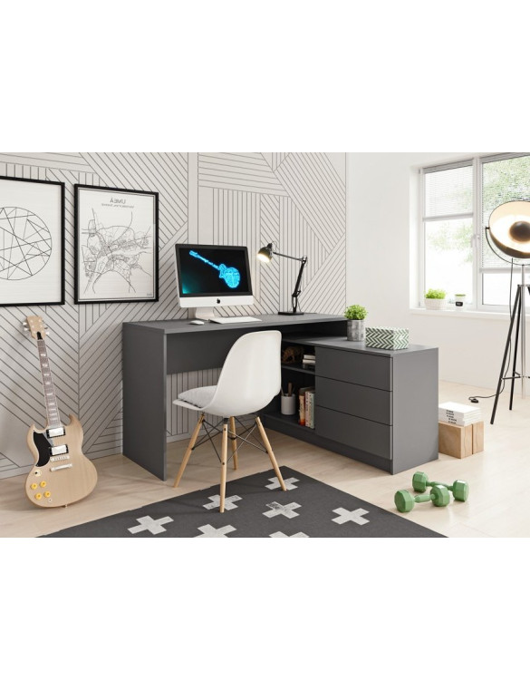 Стіл офісний письмовий Perfect Home Тео / Teo 3S/138 з 3 шухлядами Графіт (PFH-091166)