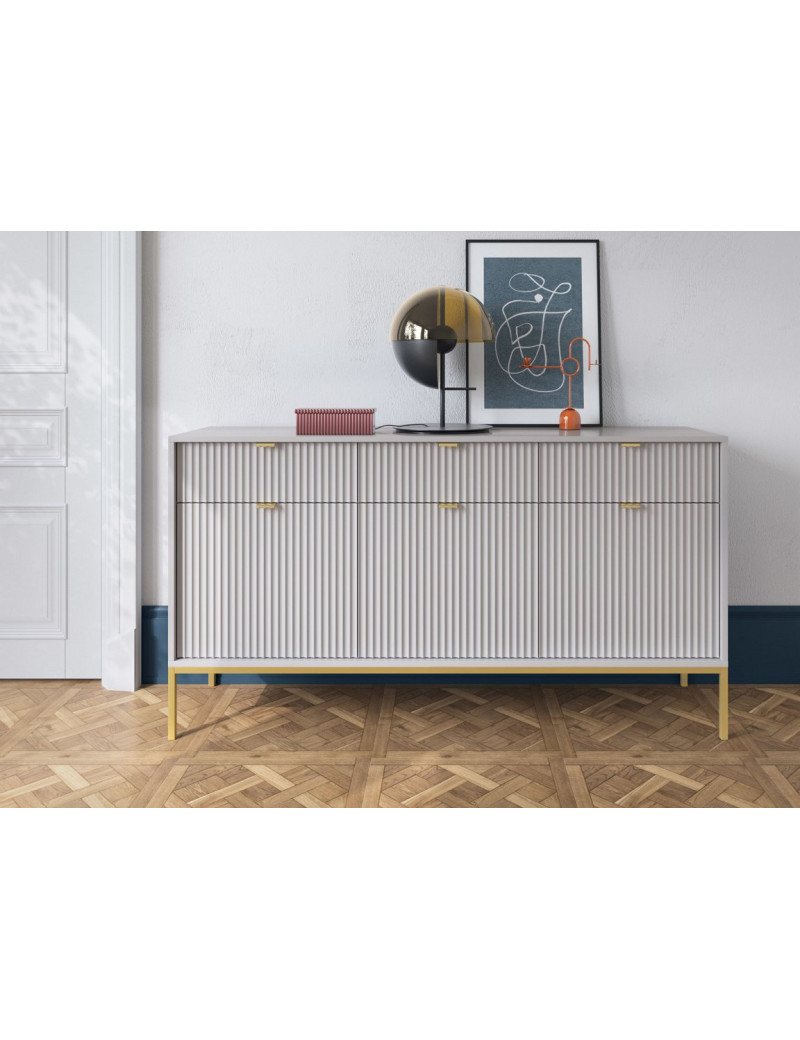 Комод Perfect Home Нова / Nova 3-дверний з 3 шухлядами і золотими ніжками KSZ154 Сірий (PFH-091243)