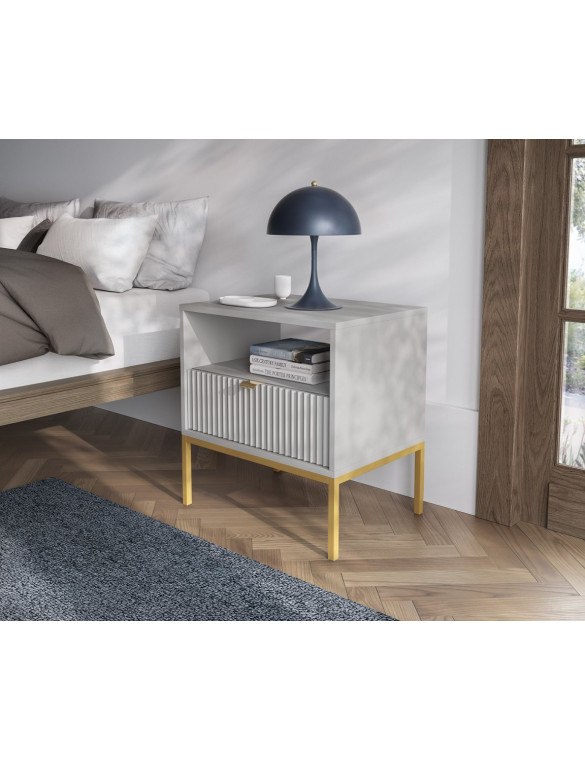 Тумба приліжкова Perfect Home Нова / Nova з 1 шухлядою і золотими ніжками S54 Сірий (PFH-091257)
