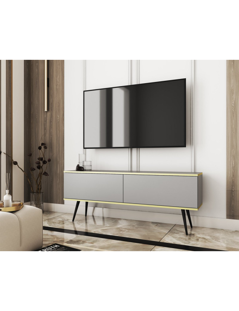 Тумба під телевізор Perfect Home Оро / Oro 2-дверна з чорними ніжками RTV135 Сірий (PFH-091325)