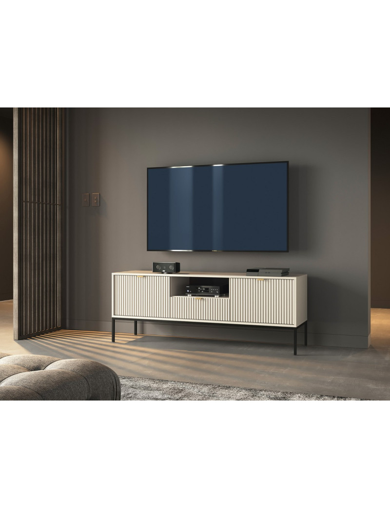 Тумба під телевізор Perfect Home Нова / Nova 2-дверна з 1 шухлядою і чорними ніжками RTV154 Кашемір (PFH-091230)