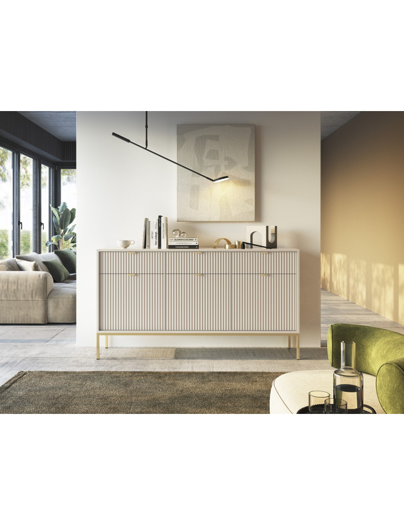 Комод Perfect Home Нова / Nova 3-дверний з 3 шухлядами і золотими ніжками KSZ154 Кашемір (PFH-091245)