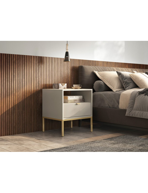 Тумба приліжкова Perfect Home Нова / Nova з 1 шухлядою і золотими ніжками S54 Кашемір (PFH-091255)
