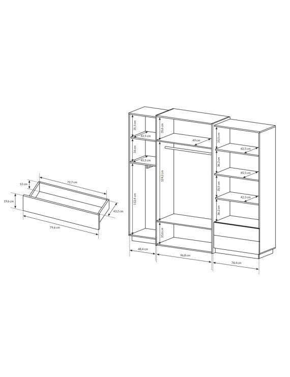 Шафа для одягу Perfect Home 3Д / 3D 4-дверна 4D2S/230 Білий/дуб крафт золотий (PFH-091047)